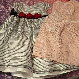 Striped and Lace Kids Dress Set